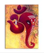 Tamatina Multicolor Religious Art Ganesha God Unframed Canvas Painting - 24X18 Inch