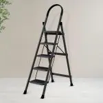 Plantex Ladder for Home/Strong Foldable Wide 5 Step Ladder/Anti-Skid 5 Step Ladder - (Apex - Black)