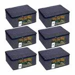 HomeStrap set of 6 Cotton Quilted 3 Layered Foldable Saree Covers / Clothes Storage Bag / Wardrobe Organizer With Transparent Window And Zip For Lehenga, Suit, Dress,& Accessories (Navy Blue)