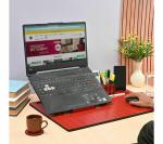 Future Works Lapdesks Premium All-in-one Table top for Laptop Stand with Cooling pad Keyboard and Mouse pad Mobile Stand Stationary Desk Organizers and Coaster Set (Wooden Ecofriendly Red)