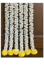 Sphinx Artificial Jasmine Buds (mogra phool) and Fluffy Marigold Garlands/Strings/torans for Decoration (Approx. 2.5 ft/30 Inches Height)- (Yellow, 24)