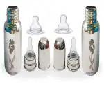 Klassi Kichen Stainless Steel Feeding Bottle with 1 Extra Silicone Nipple KKRDFLOWER-200+200ML