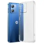 Fashionury Shockproof Back Case Cover for Motorola G64 5G | Ultra Clear Soft Silicone Back Cover Case Raised Bumps for Camera & Screen Protection for Moto G64 5G (Transparent)