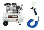 Elephant 1 HP Oil Free & Noiseless Air Compressor 30 Litre 100% Copper Winding with Paint Spray Gun PS03, PU Pipe and Fittings (AC30DC-PS03)