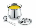ZORROW MART Stainless Steel Oil and Ghee Pot Container with Lid and Spoon | Handi Pickel (220 ml)