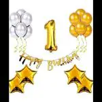 Sv Traders 1st Birthday Special Combo-Golden Cursive Happy Birthday Banner