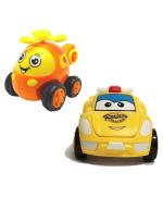 CrackaDeal Unbreakable Friction Powered Toy Set of Helicopter & Robot Car For Kids, Multicolor (Pack of 2)