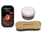 Shoeshine natural shoe cream shoe shiner and shoe brush (3in1 Value Pack) for formal leather shoes