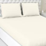 Haus & Kinder 100% Cotton Elastic Fitted Bedsheet King Size for Double Bed | 300TC 1 Elastic Bedsheet King Size Cotton & 2 Pillow Covers (78 x 72 Inches + 13 Deep Pocket) | Ivory