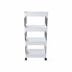 Novatic Stainless Steel 4-Tier Kitchen Trolley with Wheels Portable Modern Storage Rack for Fruits & Vegetable, Spice Multi-Purpose Trolley Storage Organizer, Storage Rack Fruits & Vegetable Onion Cutlery