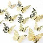 SpecialYou.in Gold butterfly Decoration Items for wall decor of home, 3d butterflies for room, bedroom, Living room, artificial metal stickers Pack of 24 pcs