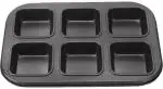 Husaini Mart Carbon Steel Black Loaf Pan Brownie Cake 6-Cavity Non-Stick Square Muffin Blondie Bakeware Heavy Duty