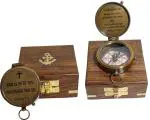 God is with You Wherever You Go Solid Brass Directional Compass Push button compass