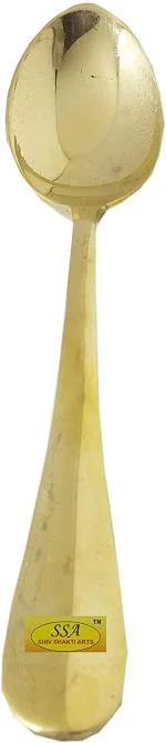 Shiv Shakti Arts Pure Brass Handmade Plain Spoon 7 inch