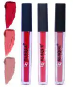 bq BLAQUE Matte Liquid Lipstick Combo of 3 Lip Color # 109-111-116 (Dark Pinkish Red, Pinkish Peach, Light Nude Brown, 12 ml)