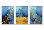 SAF Set of 3 Abstract Art White Frame painting for Wall Decoration SA-COMBO-100-M3