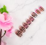 Gleevia Acrylic Multicolor 24 Tips Pre-Designed Reusable Fake Nails With Glue, Pusher And Filer - Presson286