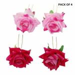 Asfly ARTIFICIAL ROSE HAIR CLIPS FOR HAIR | COLOR-MULTICOLOR | PIECE OF 4