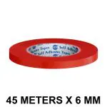 VCR RED Strong Acrylic Transparent Adhesive - Double Sided Heat Resistant - (Polyester Tape) - 45 Meters in Length - 06mm Width - 1 Roll Per Pack