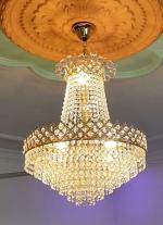 SHRI MAHAL ANTIQUES Round Crystal Big size Jhhomar Incandescent Chandelier for Living Room