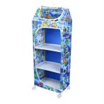 Little Ones Jungle Blue Plastic Shelves Baby Foldable Wardrobe With 4 Shelves