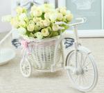 TIED RIBBONS Artificial Peony Flowers with Cycle Shape Flower Vase 10 x 21 cm