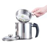 Kayru Oil Strainer Pot Grease Can - Stainless Steel Cooking Grease Container,Reuse Oil Storage (Best Oil Shaver) Can Container with Removable Filter Anti-Scalding Handheld, Lid for Cooking Oil -1.5L