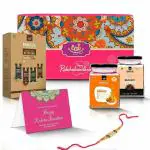 Eat Anytime Premium Rakhi Gift Hamper With Millet Bar Pack of 6, Hazelnut Protein Balls Pack of 8, Golden Raisin 100gm & Premium Rakhi | Rakhi Gift Hampers For Brother, Rakhi Gift For Sister, Gift Hamper For Rakhi