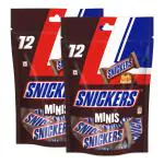 Snickers 216g (Pack of 2) Minis Peanut Chocolate Bars Loaded with Nougat & Caramel