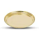 DOKCHAN Pure Indian Traditional Handmade Brass Golden Color Multipurpose Plain Plate/Thali/for Pooja Use (Size - 7 inch)