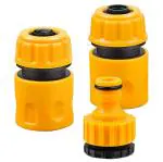 Hasthip Yellow Plastic Useful Hose Pipe Fitting Quick Water Connector Adaptor Garden Lawn Tap (Pack Of 3)