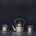 Indian Bartan Brass Teapot Set with cups