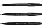 Pentel Arts Water Based Brush Sign Pen | Ideal For Modern Calligraphy & Decorative Writing | Black, Pack of 3 (SES15C)