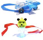 Kavim Kids RA 22185 Plastic (PVC) Rakhi Set (Jet Plane, Teddy Bear two light Kid's Rakhi)