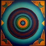 Love Creation A4 Size poster print for creative wall art- wild-blue-yonder-mural-with-benin-art-and-leaf-patterns-8073( Sticker)