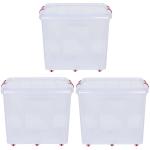 Aristo Multipurpose Plastic Rectangular Storage Container Box with Lid, Lock, Wheel and Handle / Stackble 70000ml Toy Box (Transparent / Pack of 3)