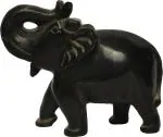 Pooja Creation Store Artist Haat Natural black stone Elephant Sculpture Hand Carved Decorative Showpiece - 9 cm (Stone, Black)