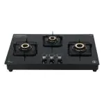 Cello Hob Top 3 Burner Automatic Ignition Toughened Glass Gas Stove ,Black, ISI Certified, 1 Year Warranty