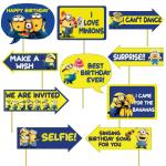 Festiko 10 Pieces Minions Birthday Theme Photo Booth Props For Kids, Theme Birthday Party PhotoBooth Props And PhotoBooth Of Different Birthday Themes (Minions Birthday Props)