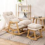 CRAFT HOMEDECOR Ergonomic Rocking Chair, Relaxing Chair for Home, Rocking Chair for Adult for Home, Easy Chair for Relax for Old Age,Teak Wood Rocking Chair,Traditional Rolling Chair (Off White)