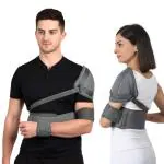 Accusure Grey Shoulder Immobilizer With Support Brace-Arm Sling-Elastic Shoulder Brace (S)