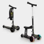 KIWI KOOL Kids 2 in 1 Smart Kick Scooter With Adjustable Height And Foldable Scooter With Rotary Light Up Wheels , Lightweight and Foldable Kids Scooter For 2+ Years (Capacity 30 Kg | Black)