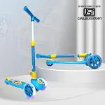 Kidsmate Speedy Kick Scooter for Kids, 3 Wheel LED Lights Foldable Height Kids Scooter (Blue)