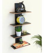 Home Sparkle Utility Column Spine Floating Wall Shelf (Black) Modern Unique Designer Wooden Rack | Wall Mounted 4 Tier Rack Wooden Shelf for Living Room, Office and Bedroom