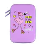 Smily Kiddos Single Compartment Purple Fun Flamingo Ethylene Vinyl Acetate Zipper Pencil Case for Boys and Girls