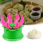 ZURU BUNCH Pack of 1 Momo Dumpling Maker Dough Press Steamed Stuffed Home Momo Bun Making Mold Cooking Tool, Momos Maker Mould Shapes Plastic (Pink and Green)