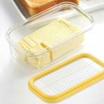 LUMEI Butter Keeper Container Case with Sealed Lid Butter Dish with Cutter for Fridge and Storage Easy Cutting Small Butter Container for Two 3.5oz Sticks Butter