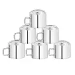 Swara S S STEEL BUFFING Stainless Steel Double Wall Cup for Home | Kitchen | Office Use | Travel - 90 ML -Set of 6