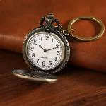 AJS Premium Quality Clock Design Metal Pocket Watch Keychain | Pocket Vintage Keychain Clock for Gift Keychain with Ring to Hold your Car, Bike, Home & Office Keys | Key keychain (Pack Of 1)