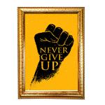 Hawai Motivational Quote Never Give Up Photo with Synthetic Wood Frame for Home, Office, Café and Restaurant Décor | Size- 36x26x2cm | SFDI00626_GLD